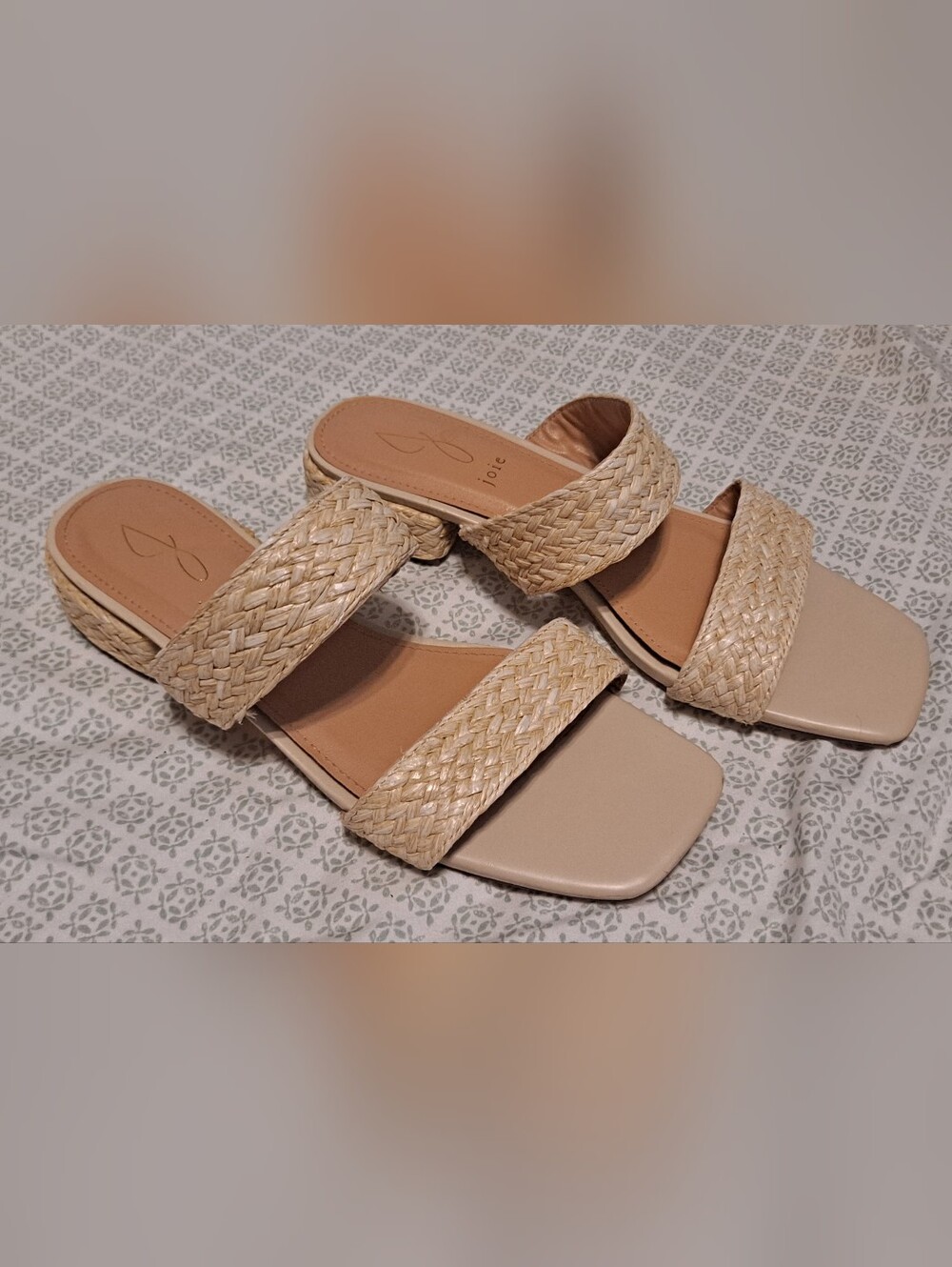 Joie Beige Woven Double-Strap Slide Sandals - Women Sz 10m